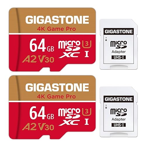 ?for Switch 1 Only? GIGASTONE 64GB Micro SD Card 2-Pack, 4K Game Pro, MicroSDXC Memory Card for Gaming Console, UHD Video, up to 95/35MB/s, UHS-I U3