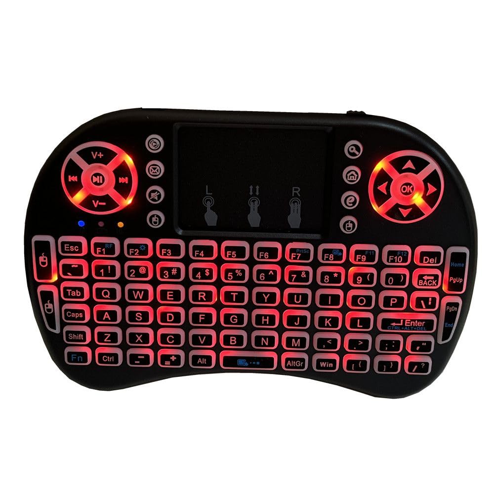 Mini Keyboard i8 2.4G Mouse Wireless with Touchpad, Tricolor Backlight Handheld Remote for Android TV Box (English Version)