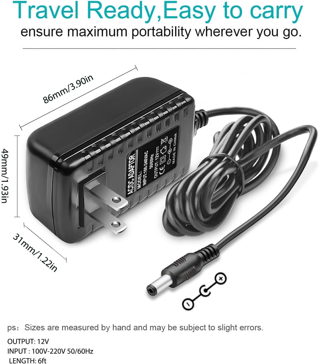 12V 2A Power Cord Adapter Charger Replacement for Spectra Breast Pump S1, S2 Plus, S3 Pro, 9 Plus, SG Synergy Gold, SPS100, SPS200, 6ft Charging…