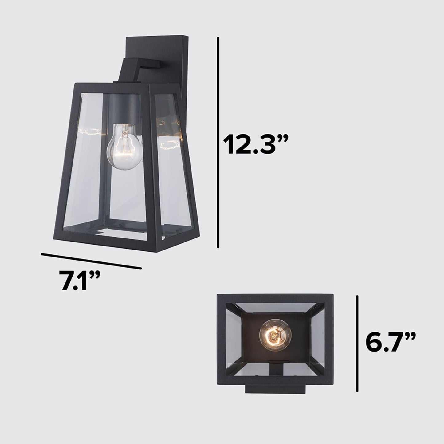 Charmelle 1-Inch Outdoor Wall Light | Black Exterior Sconce with Clear Glass | 1-Light Fixture | Uses E26 Medium Base Bulb | Wet Rated for Porch