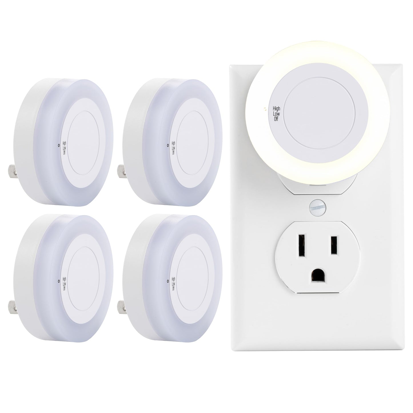 Night Light with High/Low/Off Switch, LED Manual Nightlight Max 20 Lumens, Indoor for Bathroom, Hallway, Bedroom, Kitchen, Warm White, Energy