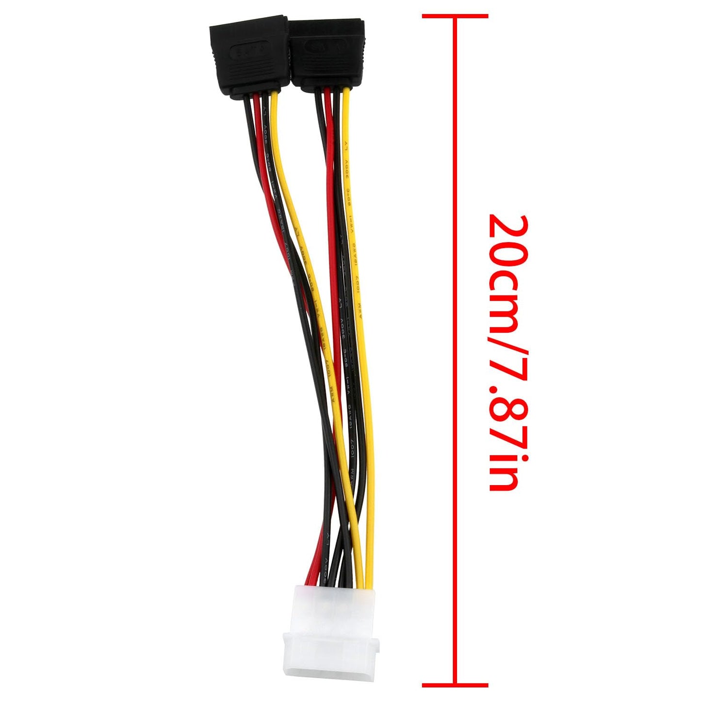 fengxiaomin 4 Pin Molex to 15 Pin Dual SATA Power Splitter Cable SATA Power Splitter Cable 18AWG Copper Serial SATA Hard Drive Extension Cable(20CM)-4