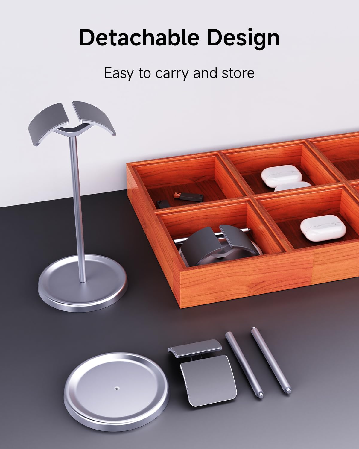 SENZANS Headphone Stand for Desk, Aluminum Metal Gaming Headset Holder Hanger with Supporting Rod & Base, Headphone Stand for AirPods Max, AirPods