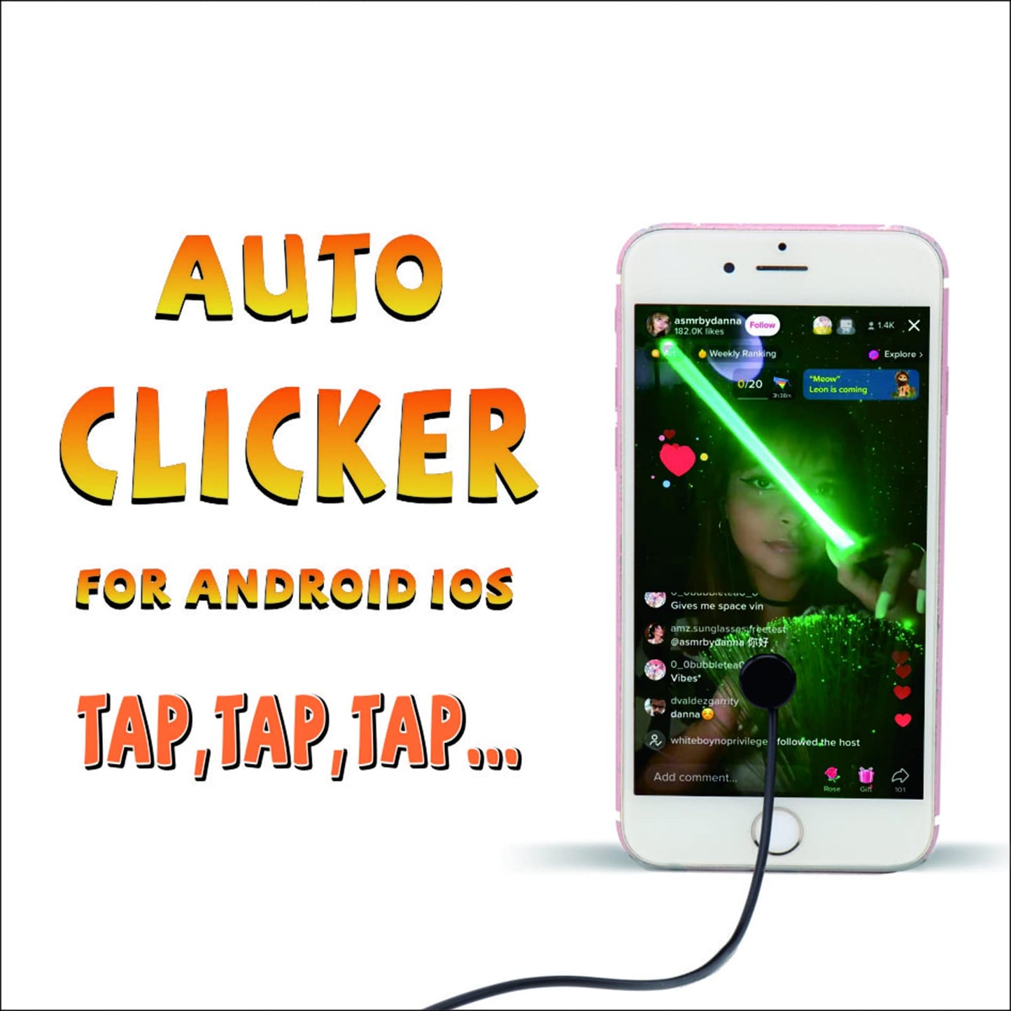 Auto Clicker for iPhone iPad?Screen Device Automatic Tapper for Android IOS?Simulated Finger Continuous Clicking, Adjustable Speed Physical