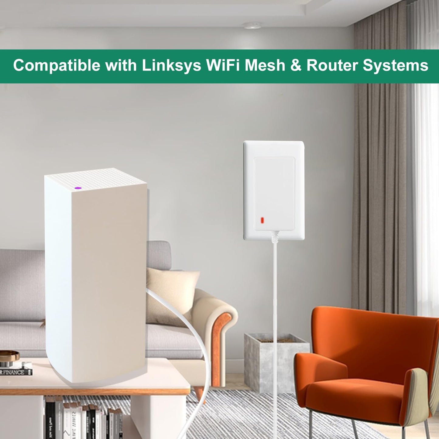 12V Power Cord Adapter Compatible with Linksys WiFi Mesh & Router Systems