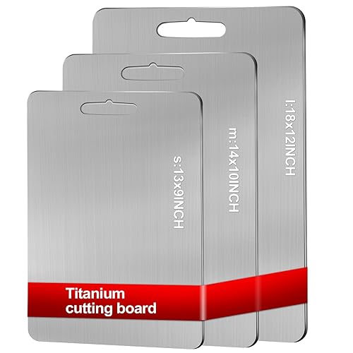 100% Pure Titanium Cutting Boards for Kitchen, Titanium Cutting Board Set of 3, 2025 New Food-Grade Chopping Board for Easy to Clean and Will Not Abso