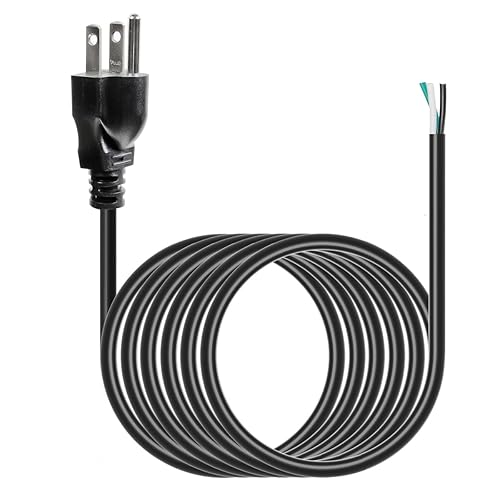 10ft 16 Gauge 3 Prong Heavy Duty Replacement Power Supply Cord Cable 110V 115V 120V Pigtail for Universal AC Appliance, NEMA 5-15P Plug US SJT 16AWG