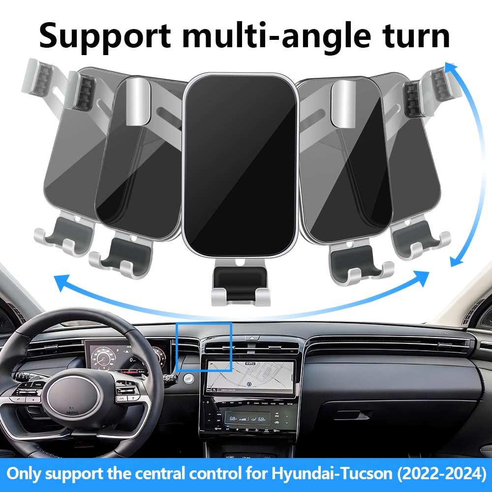 LUNQIN Car Phone Holder for Hyundai Tucson 2022 2023 2024 and Hyundai Santa Cruz 2022-2024 Auto Interior Accessories Best Cell Phones Mount Cellphone