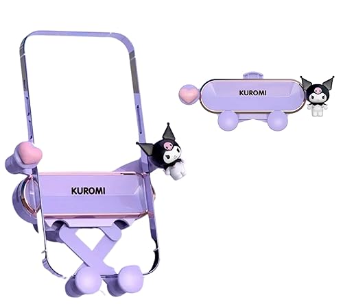 Cute Cartoon Car Phone Holder Mount - Kawaii Pink Air Vent Clip with Auto-Lock Clamp - Universal Hands-Free Phone Stand for iPhone & All Smartphones