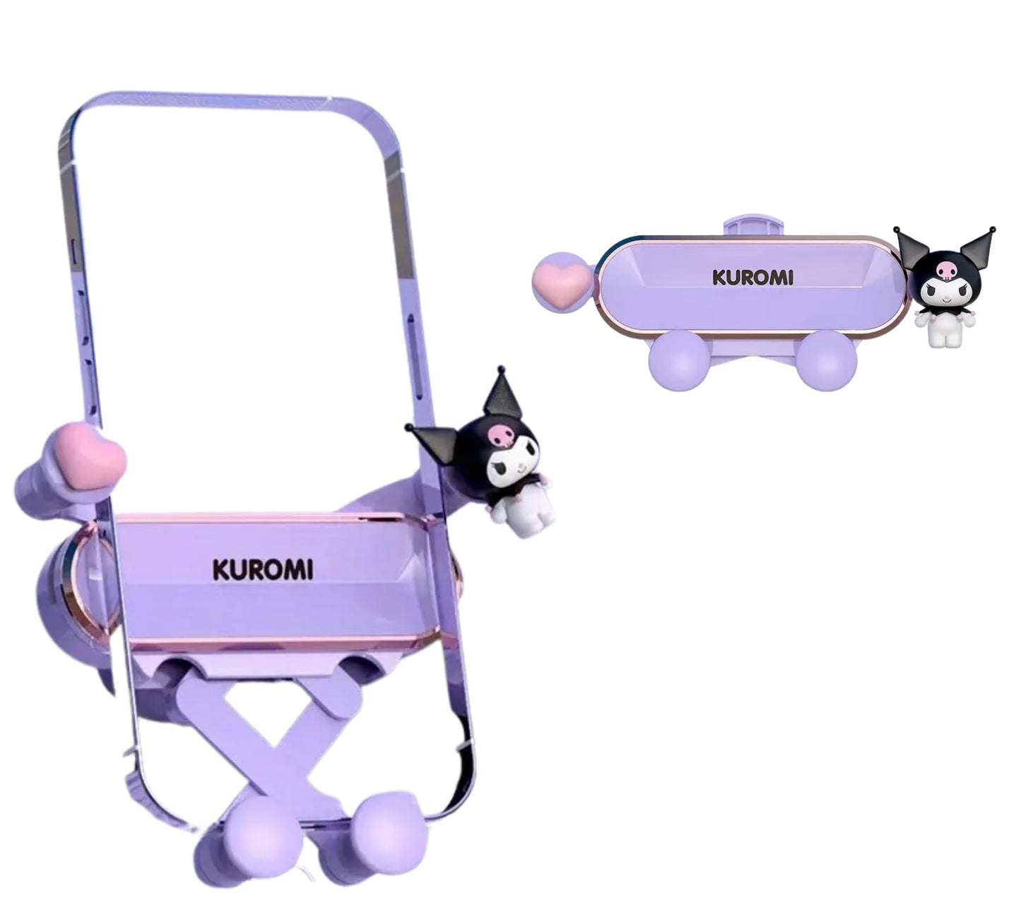 Cute Cartoon Car Phone Holder Mount - Kawaii Pink Air Vent Clip with Auto-Lock Clamp - Universal Hands-Free Phone Stand for iPhone & All Smartphones