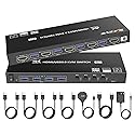 HDMI KVM Switch 4 Computers 1 Monitors 4K@60Hz 2K@120Hz,4 Port KVM Switch with Simulation EDID for 4 PCs Sharing Monitor Keyboard Mouse Hard Drives