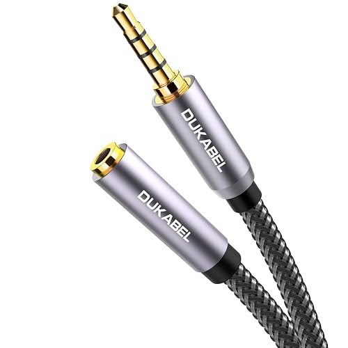 DUKABEL Headphone Extension Cable, 3.5mm TRRS Headphone Extension with Mic Male to Female Stereo Audio Cable for Smartphone,PC,TV,Headset,PS4