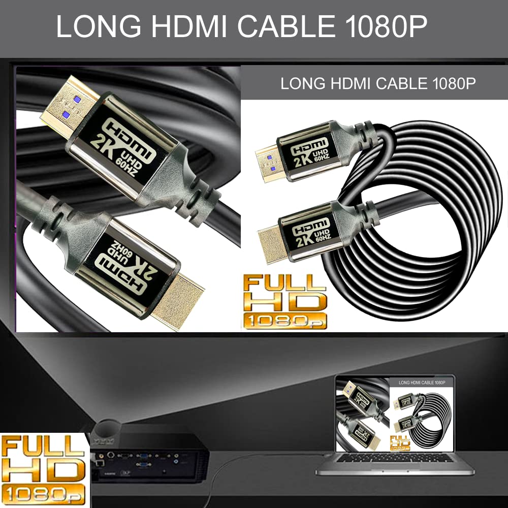 HDMI Cable 100FT, HDMI 1.4 Bright Aluminum Plating Shell, High Speed HDMI Cables 2K60 1080P eARC HDR HDCP 2.2 2.3 Compatible with Apple TV 2K Roku