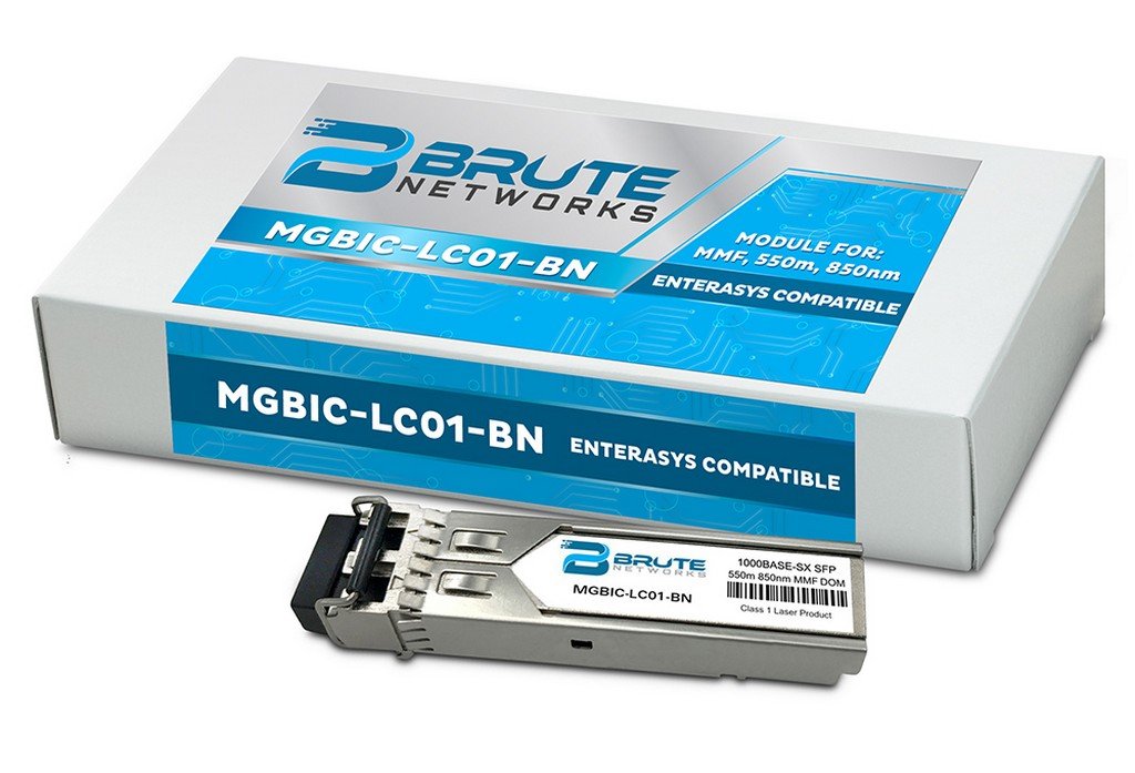 Brute Networks MGBIC-LC01-BN - 1000BASE-SX 550m MMF 850nm SFP Transceiver (Compatible with OEM PN# MGBIC-LC01)