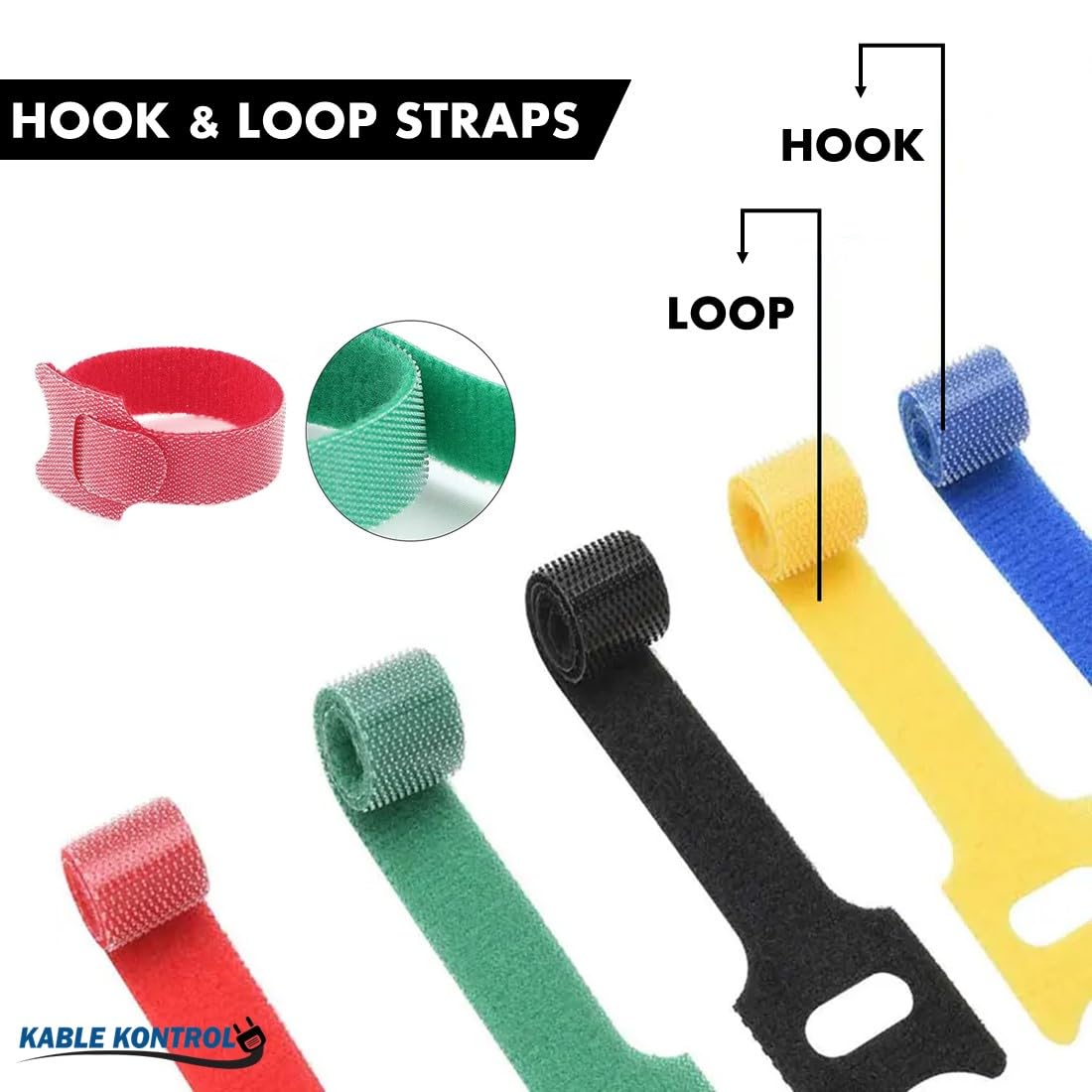 Kable Kontrol Reusable Cable Ties 20 Pack 7 Inch, Blue, Cable Management Ties, Cord Wraps for Electrical Cords, Wire Management for Organizing Home