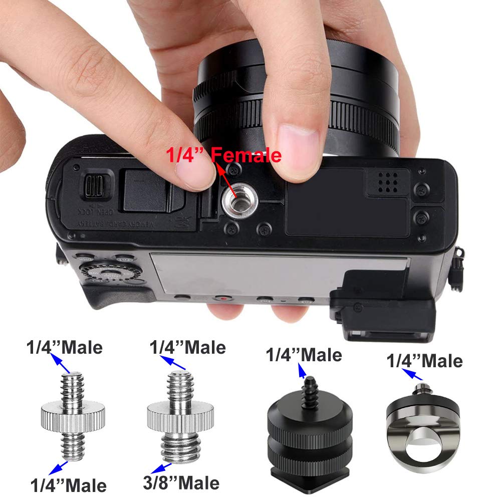 Homeet 26PCS Camera Screws Mount Set 1/4 Inch and 3/8 Inch Threaded Converter Screws Adapter Flash Shoe Mount for DSLR