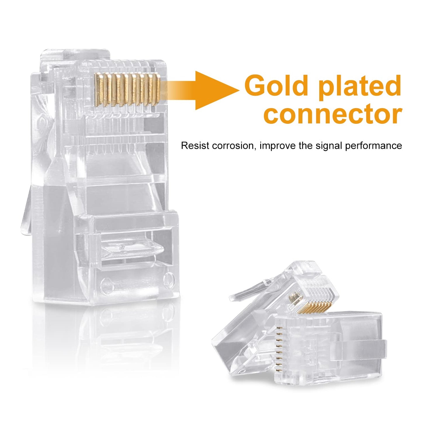 SHD RJ45 Connectors, Cat6 Connector Cat5e Connectors Cat5 Connectors RJ45 Ends Ethernet Cable Crimp Connectors-100Pcs