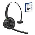 AUSDOM Trucker Bluetooth Headset with Microphone: A2301 Wireless 5.2 On-Ear Headset with AI Noise Cancelling Mic & Mute Button, 50H Playtime for Work