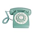 Benotek Beneno Retro Landline Telephone Green Classic Rotary Design Old Fashioned Corded Desk Phone with Ringer for Home and Office, Basic 80s Phones