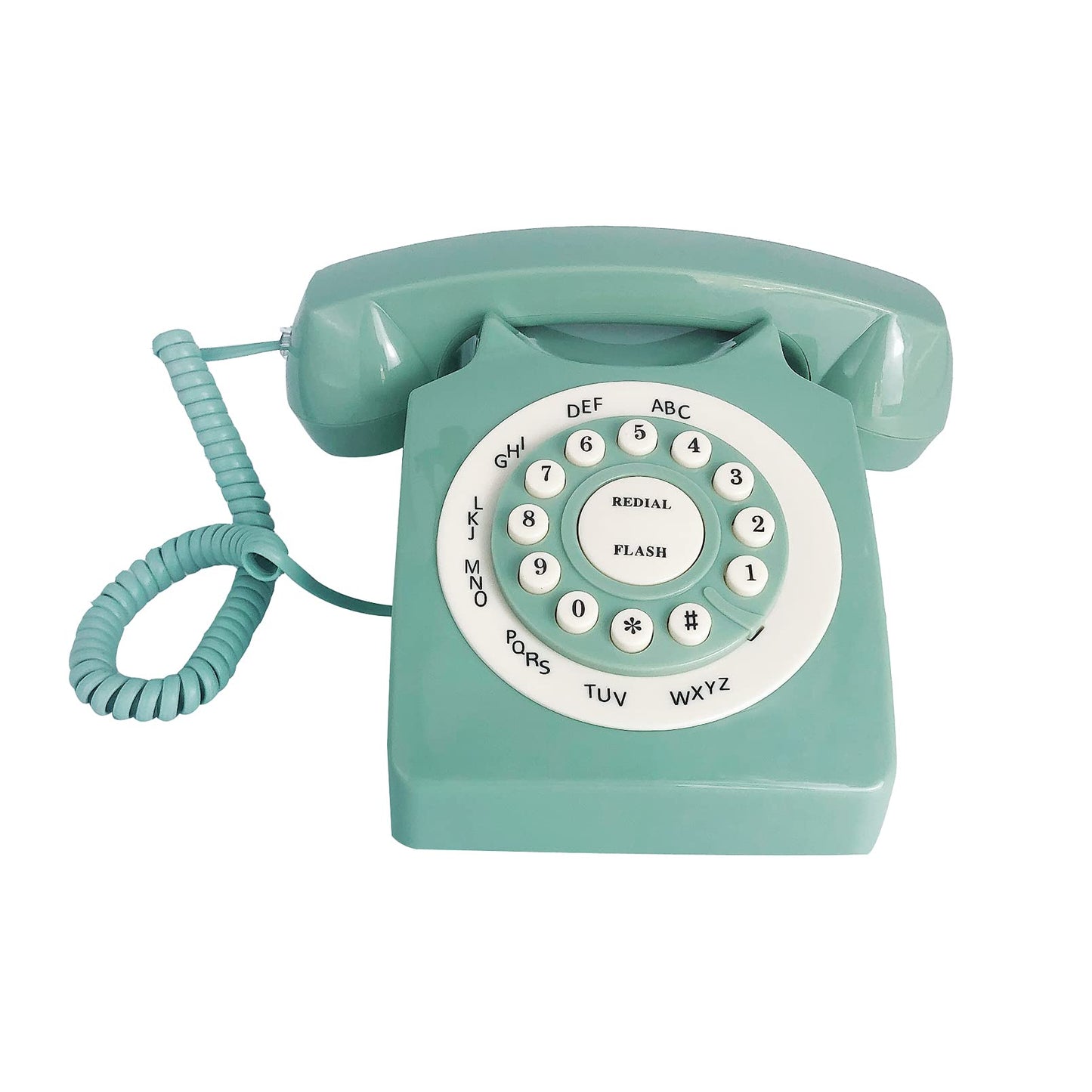 Benotek Beneno Retro Landline Telephone Green Classic Rotary Design Old Fashioned Corded Desk Phone with Ringer for Home and Office, Basic 80s Phones