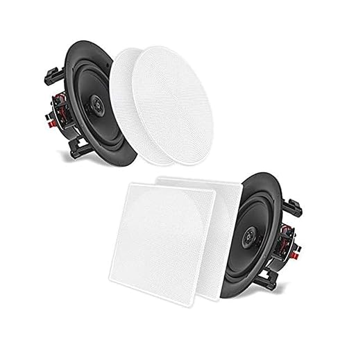 Pyle 5.25'' In-Wall/In-Ceiling Dual Speakers (Pair) - 2-Way Woofer Speaker System 1/2” Polymer Tweeter Flush Mount w/ 80Hz - 20kHz Frequency Response