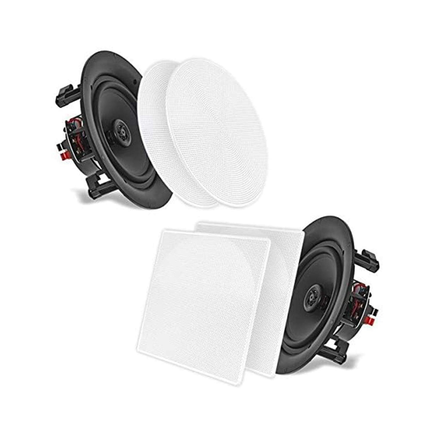 Pyle 5.25'' In-Wall/In-Ceiling Dual Speakers (Pair) - 2-Way Woofer Speaker System 1/2” Polymer Tweeter Flush Mount w/ 80Hz - 20kHz Frequency Response