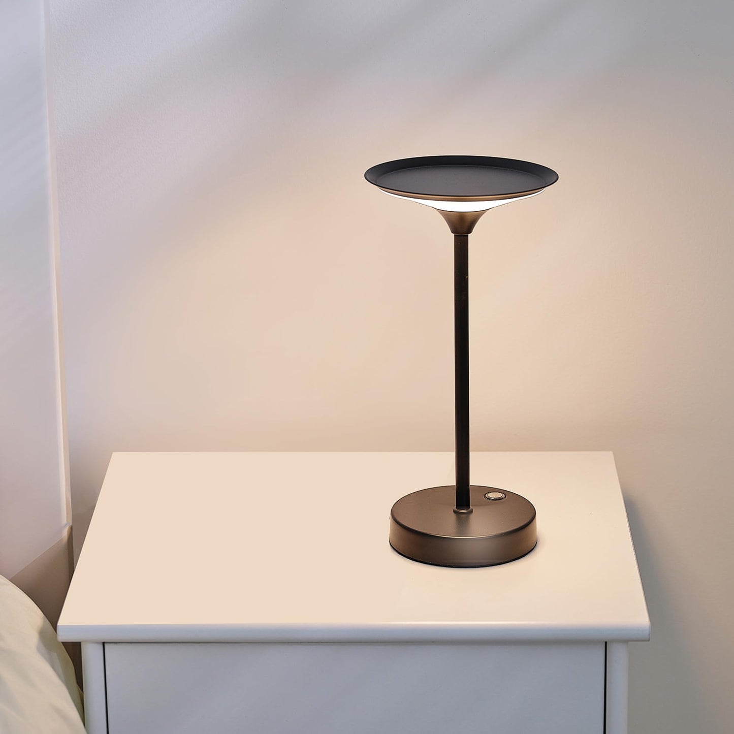 Globe Electric x Novogratz 60000031 12" 1.5W LED Integrated Outdoor Table Lamp, Matte Black, Frosted Diffuser, USB-C Charging Cable, On/Off Touch