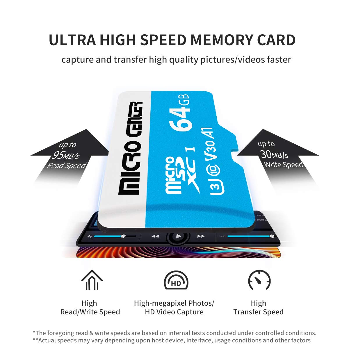 Micro Center 64GB microSDXC Card 2 Pack, Nintendo-Switch Compatible Micro SD Card, UHS-I C10 U3 V30 4K UHD Video A1 R/W Speed up to 95/30 MB/s Flash