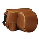 Megagear MG1752 Ever Ready Leather Camera Case Compatible with Canon EOS M6 Mark II (15-45mm) - Light Brown