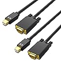 AKWOR Mini Displayport to VGA Cable 6FT/2 Pack, Mini DP Display Port to VGA Adapter Cable (Thunderbolt 2 Compatible) with MacBook Air/Pro, Surface