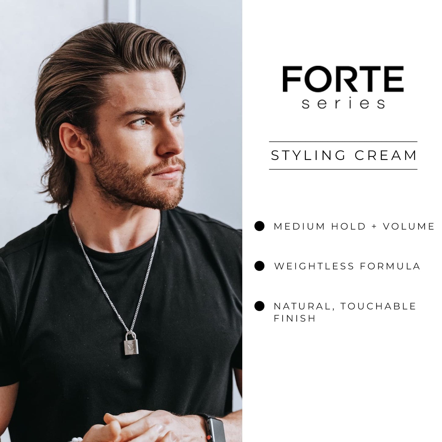 Forte Series Hair Styling Cream, 3 oz, Medium Hold, Light Cream, Volumizing & Thickening Cream for Men, Water Soluble Hair Texturizer for Easy Washout