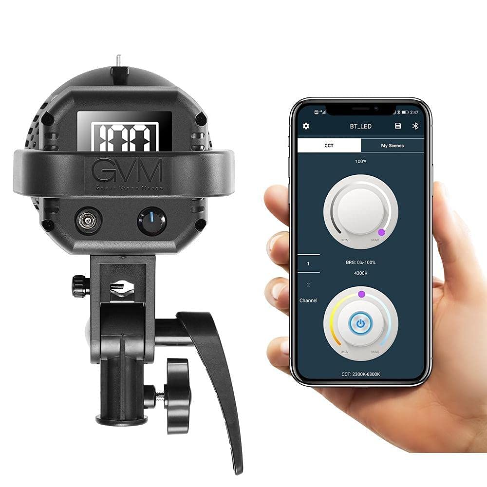 GVM Great Video Maker 80W CRI97+ Video Lights with Bowens Mount Color Temperature 5600K Dimmable LED Continuous Lighting Spotlight Photography