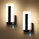Joosenhouse Wall Sconces Set of Two Hardwired, Black Motion Sensor Wall Light Indoor, Modern Metal and Acrylic LED Wall Lamp 3000K Warm White