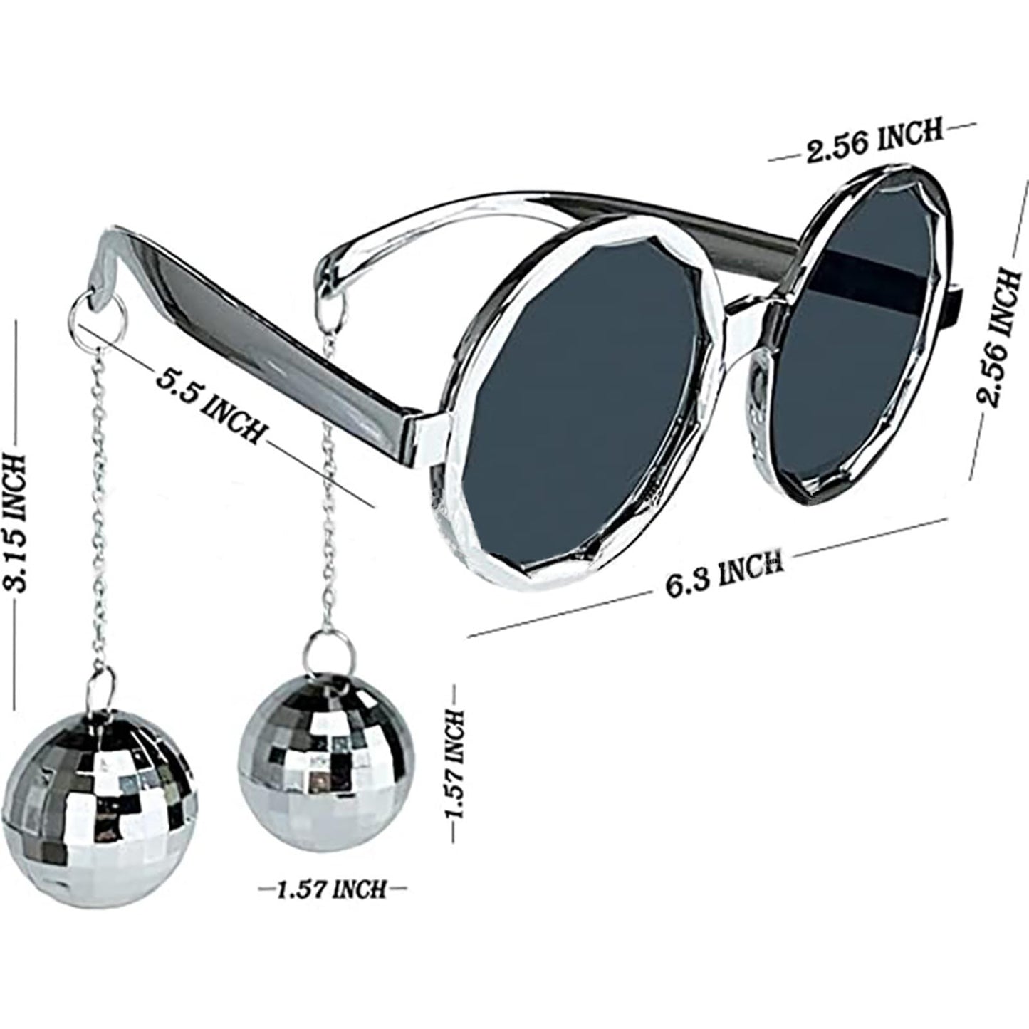 HokiiS Retro Disco Ball Glasses, Funny Party Sunglasses 70s Disco Ball Party Silver Chain Glasses for Women Girl Party Favor Gifts Lovers