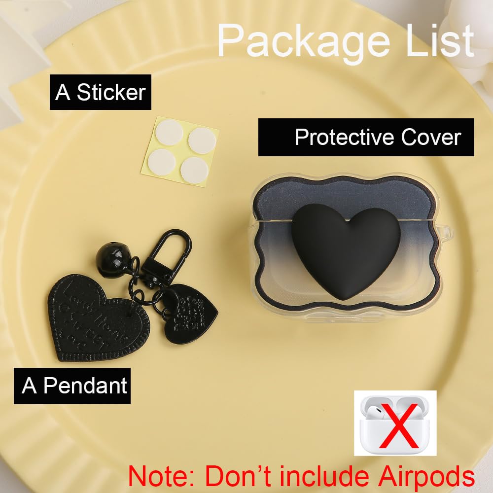 QLD COVER Compatible with Apple AirPods 4 Generation 2024 Case Cover, Lovely 3D Love Heart Waves Design Shockproof Soft Clear TPU Airpods 4 Protector