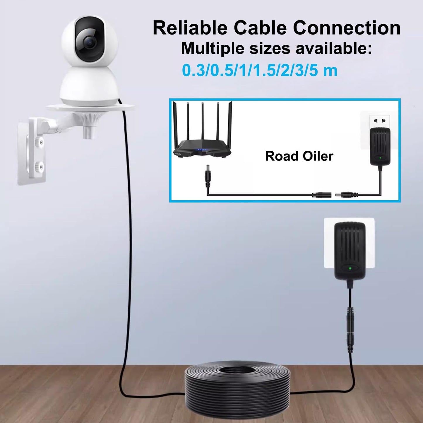 YINGAYOU DC Power Extension Cable 5.5mmx2.1mm 18AWG DC Cable Male to Female 5V 6V 9V 12V 24V 3A for Security Cameras, DVR, Router, Printer, LED Strip