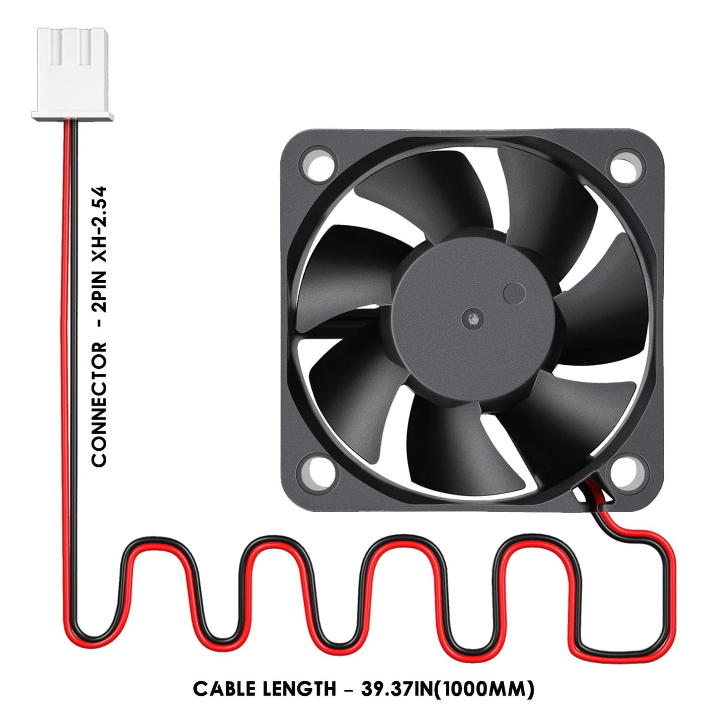 WINSINN 50mm DC 12V 5020 Dual Ball Bearing Brushless Cooling Fan (Pack of 2Pcs) - 50x20mm 2PIN, Suitable for 3D Printer, PC, Server & More