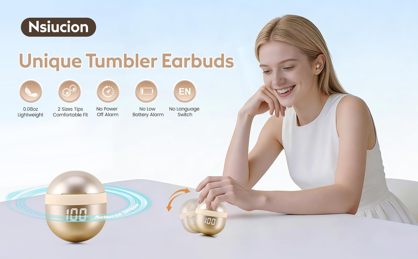 Tiny Sleep Earbuds for Side Sleepers Invisible Wireless Headphones for Work