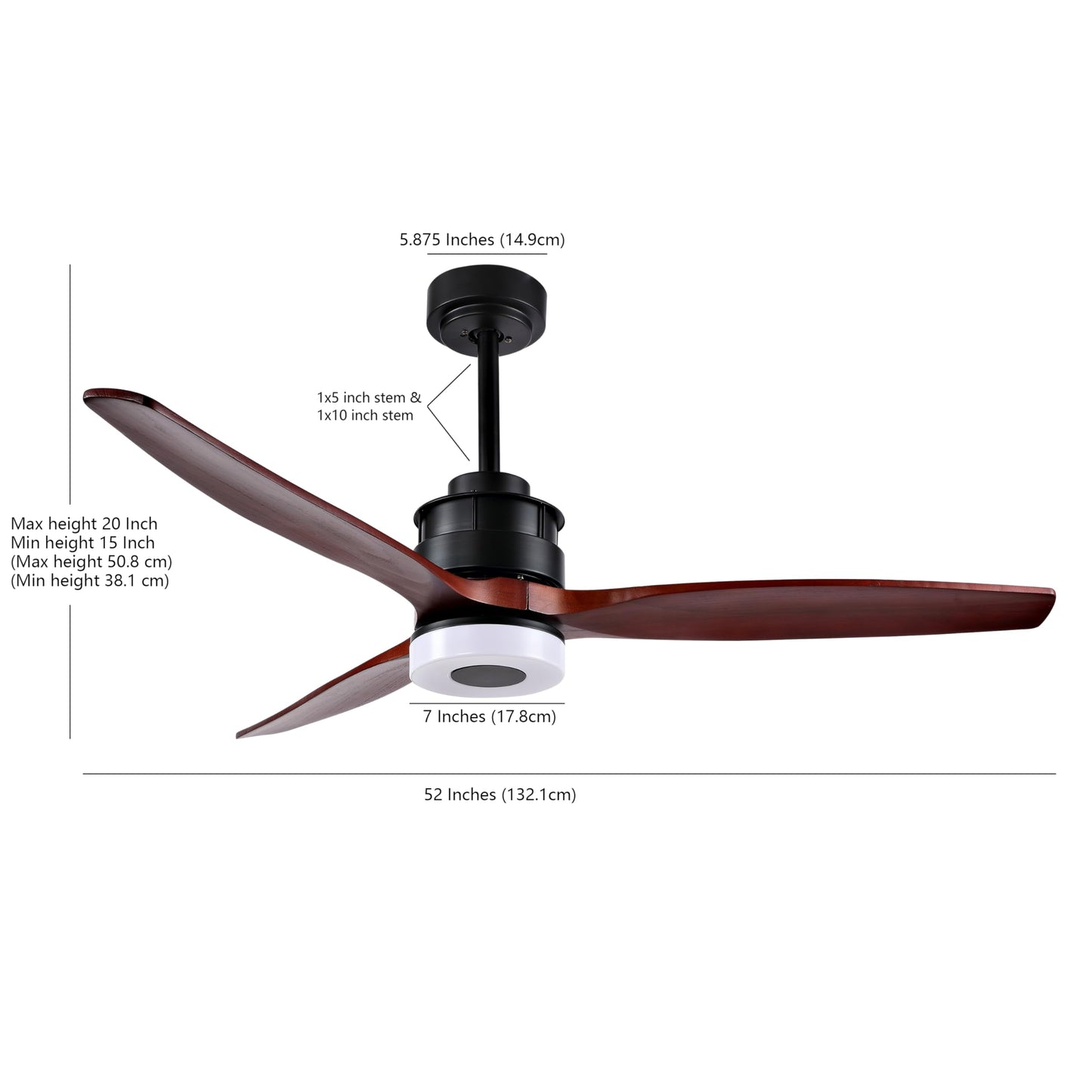 Safavieh Lighting Collection Jemper Dark Cherry/Black 52-inch 3-Speed Adjustable LED Ceiling Light Fan