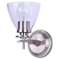 New Yorker 1 Light Wall Sconce Traditional Wall Fixture with Clear Glass Shade Uses Classic Brushed Nickel Vanity or Accent Light