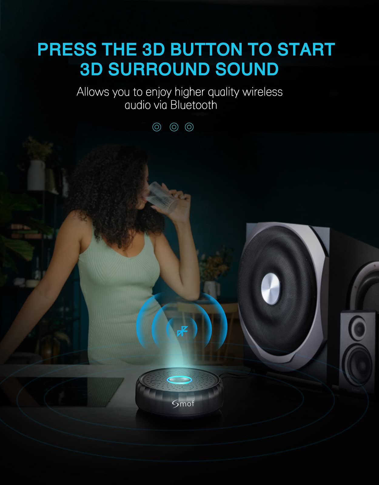 Smof Bluetooth 5.0 Receiver for Home Stereo Wired Speakers with 3D Virtual Surround, Wireless Audio Adapter with aptX LL, Bluetooth Adapter for Stereo