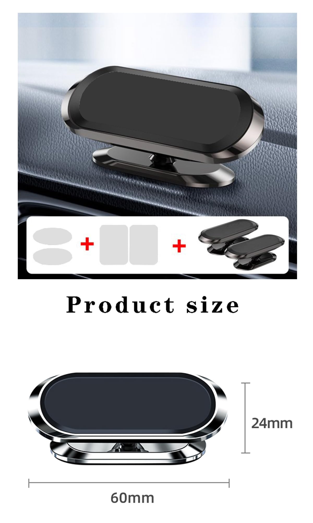 LDJYEONS Car Phone Holder 2pcs, Magnetic Car Phone Holder, 360° Rotation Capable, Suitable for General Smartphones