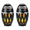 TikiTunes Portable Bluetooth 5.0 Indoor/Outdoor Wireless Speakers, LED Torch Atmospheric Lighting Effect, 5-Watt Audio USB Speakers, 2000 mAh Battery