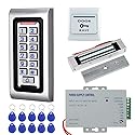 HFeng Door Access Control System Kit IP68 RFID Keypad Waterproof Outdoor + 180KG/320lbs Electromagnetic Electric Magnetic Lock + DC12V 3A Power Supply