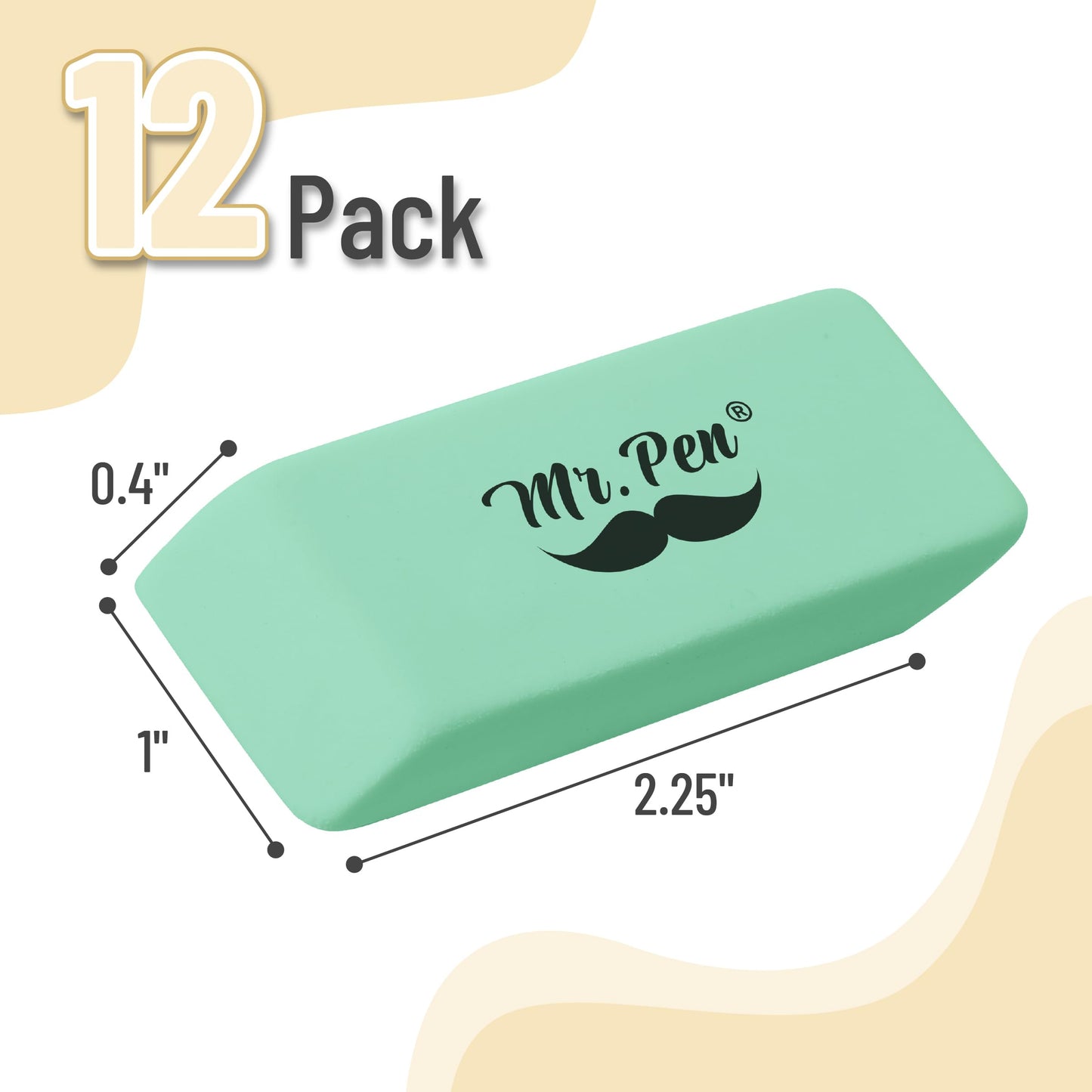 Mr. Pen- Pencil Eraser, 12 Pack, Green