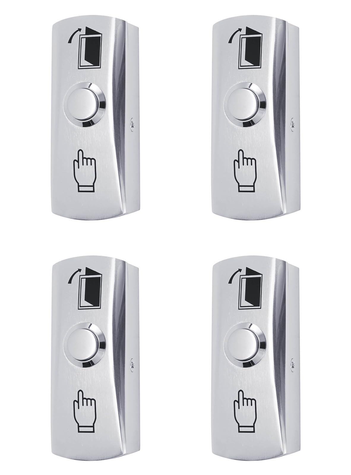 Push to Exit Button for Door Access Control System Zinc Alloy Shell NO/COM Output Classic Shape 4pcs