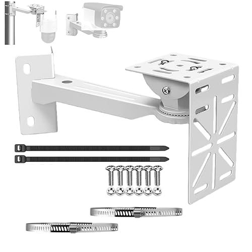 GledeYeTec 11.8" Heavy Duty Pole Mount Camera Bracket - 2 Stainless Steel Hose Clamps & L - Adapter, Indoor Outdoor for Small Business & Home