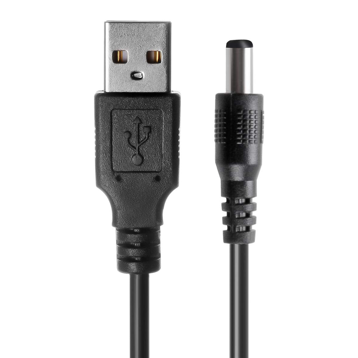 TENINYU USB 2.0 A Male to DC 5.5x2.1mm 5 Volt 24AWG DC Connector Charge Barrel Jack Power Cable Black, 3FT (Max 2.5 Ampere Power Cable, Center PIN