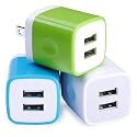 Wall Charger, Sicodo 3-Pack Dual Port USB Home Travel Wall Charger Plug Compatible with iPhone 17,16,15,14,13, SE,12, 11Pro Max, Plus, Mini, Samsung