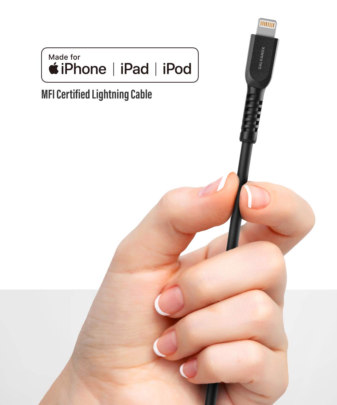 GALVANOX Short Lightning Charging Cable (3 Pack) Apple MFi Certified USB C to Lightning 1ft Braided Charger Cords Compatible with iPhone…